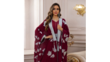 2025 Ramadan Muslin Women Embroidered Abaya Grand Swing Dress Middle Eastern Dubai Batwing Sleeve Dress Jalabiya Set1