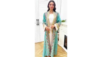 Tassel Embroidered Two-Piece Abaya Set with Dress