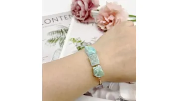 Natural Amazonite Blue Apatite Stone Amethysts Citrines Roses Quartz Chip Beads Boho Jewelry Women Gold Chains Bracelet1
