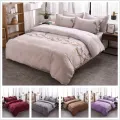 Simple Luxury Plain King Size Bedding Set Jacquard Floral Printed Bed Linen Duvet Cover Set Quilt Covers Bedclothes No Bed Sheet