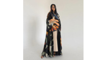2025 New Design Flower Print Open Abaya Islamic Clothing Long Elegant Modest Muslim Dress Women with Shawl Dubai Abaya1