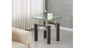 TL-D3-D Customizable Accent Table - Dual Glass Shelves & MDF Frame | Space-Saving