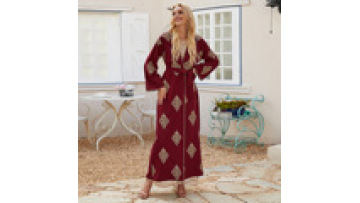 Middle East Muslim Women's Clothing Gold Embroidered Turkish Women's Cardigan Robe Robe Arab Dresses1