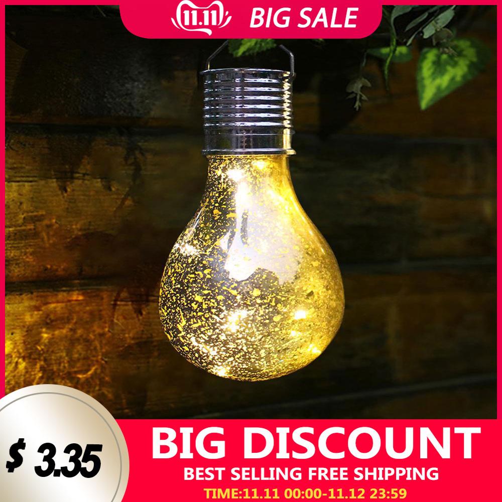 IP65 Waterproof Gold-Plated Flashlight Warm White Night Light 5LED Solar Light Bulb Solar Lamp Outdoor Hanging Decoration