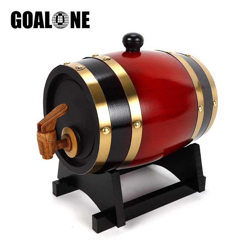 GOALONE 1.5/3L Wood Barrel Vintage Oak Beer Brewing Equipment Mini Keg Home Brew Beer Keg Tap Dispenser for Rum Pot Whisky Wine