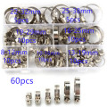 60 PCS/Box Multi Size 8mm-38mm Stainless Steel Hoop Clamp Hose Clamp Stainless Steel Set automotive pipes clip Fixed tool