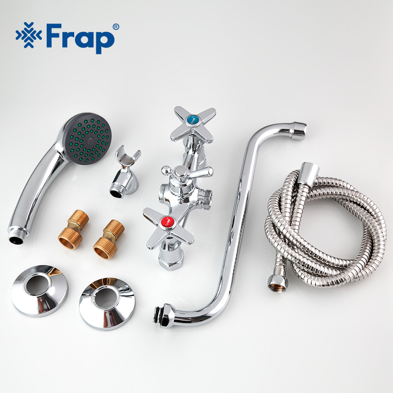 Frap bathtub faucets Outlet pipe Bath shower faucet Brass body surface Spray painting shower head bathroom tap F2241/2242/2243