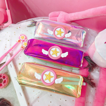 Magic star wings Iridescent Laser Pencil Case School Supplies Stationery Gift School Cute Pencil Box School Tools