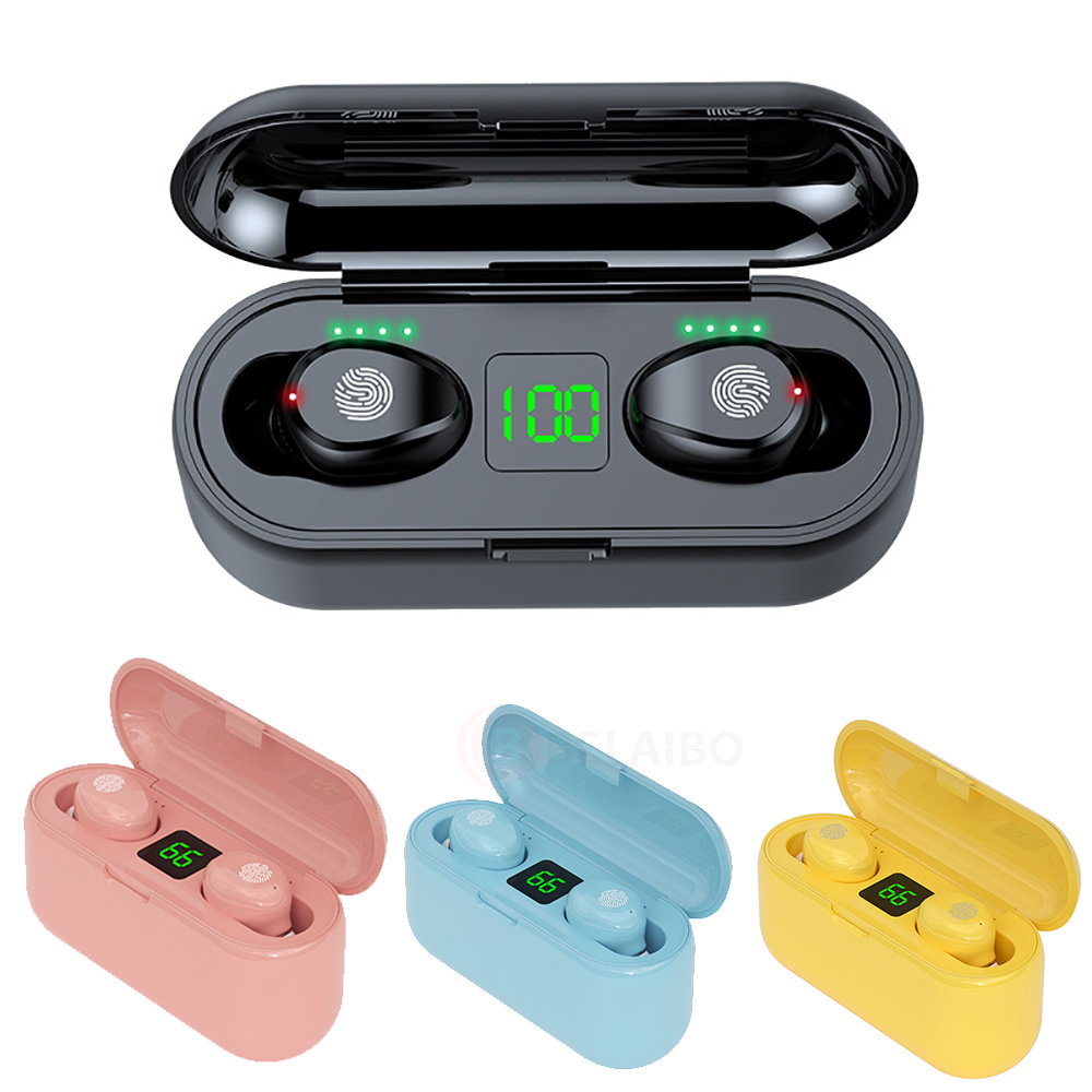 F9 TWS Bluetooth 5.0 Wireless Earphones Headphone Touch Control Stereo Sport Earbuds Gaming Headset With 2000mAh Charging Box