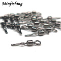 Minfishing 50/100 pcs/lot Swivel Fishing Hook Connector with side line clip fishhooks Rolling Swivel Snap fishing Accessorries