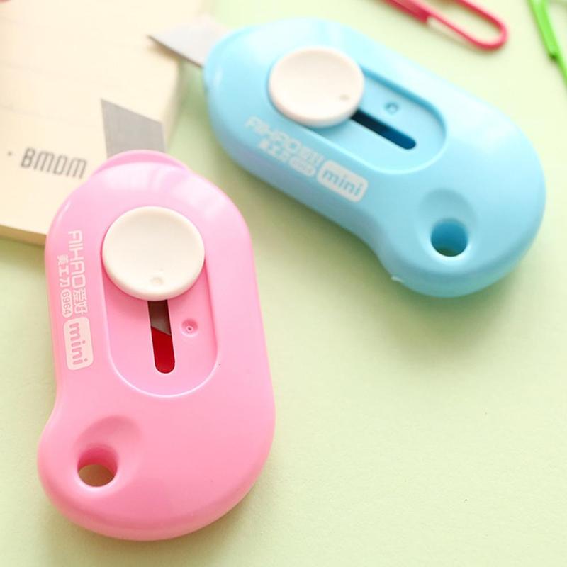 1PC Lovely Color Mini Portable Utility Knife Paper Razor Cutting Paper Cutter Blade Stationery Office L2M3