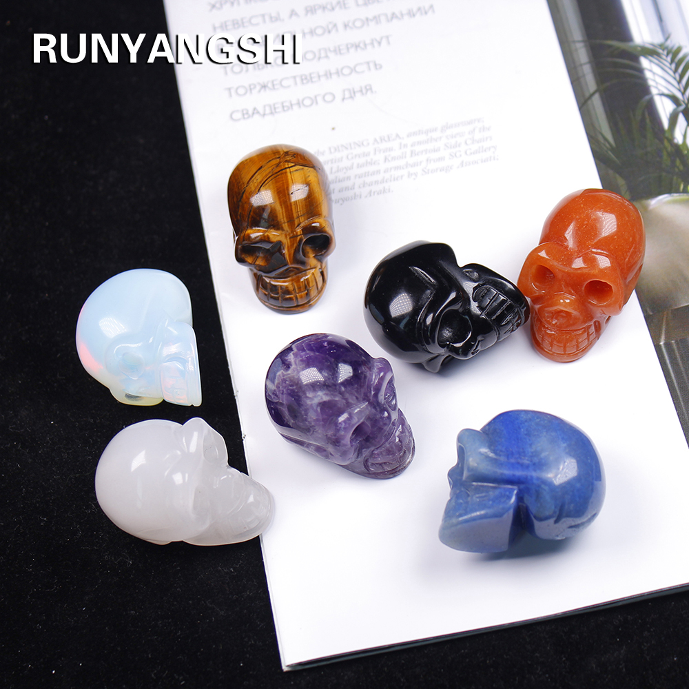 1PC Exquisite handmade carving Natural crystal quartz mineral jewelry skull crystal carving home decoration Halloween