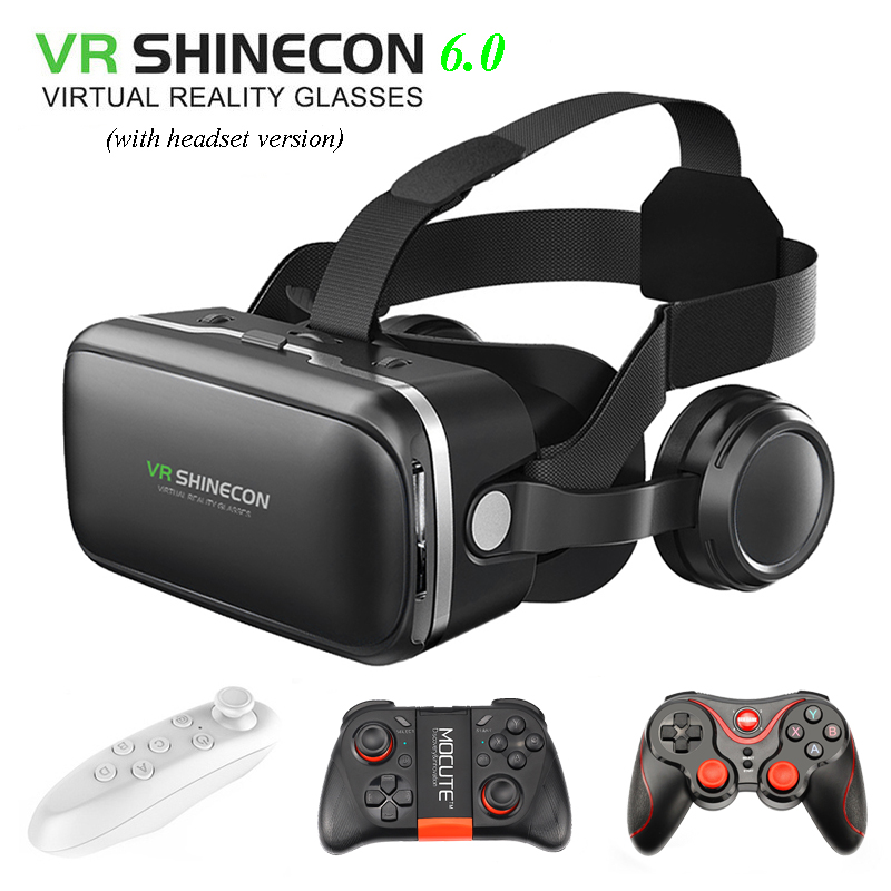 100% Original VR SHINECON 6.0 Virtual Reality goggles 120 FOV 3D Glasses google cardboard with Headset Stereo Box For smartphone