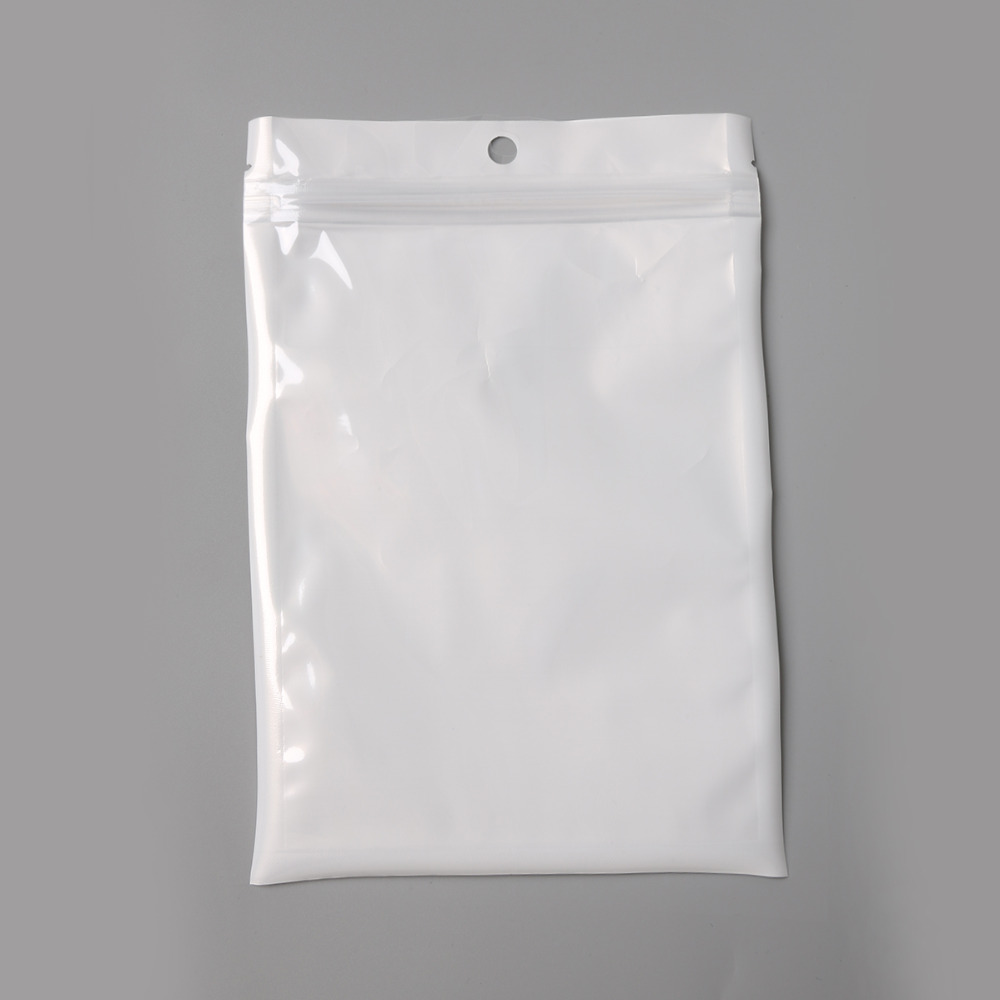 New 14x20cm White / Clear Self Seal Zipper Plastic Retail Packaging Bag, Ziplock Zip Lock Bag Retail Package W/ Hang Hole