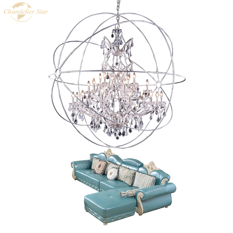 Classic Crystal Chandeliers Lighting Orb LED Candle Creative Lustre Light Fixture for Living Room Bedroom Dining Room Villa