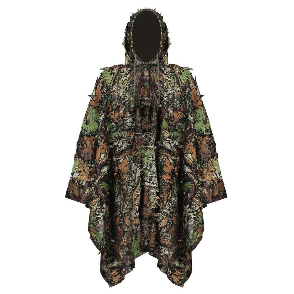 Leafy Poncho Jungle Ghillie Suits Hunting Camouflage Clothes 3D Bionic Leaf Yowie Mesh For Hunting Add Uttons More Convenient