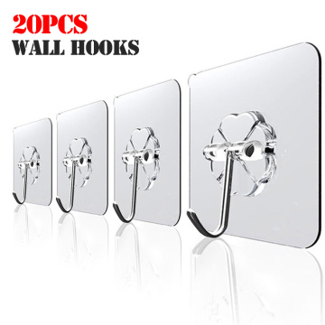 20Pcs Transparent Strong Suction Wall Hooks For Home Kitchen And Bathroom Cup Sucker Hanger Key Holder Storage Hanger Towel Hook