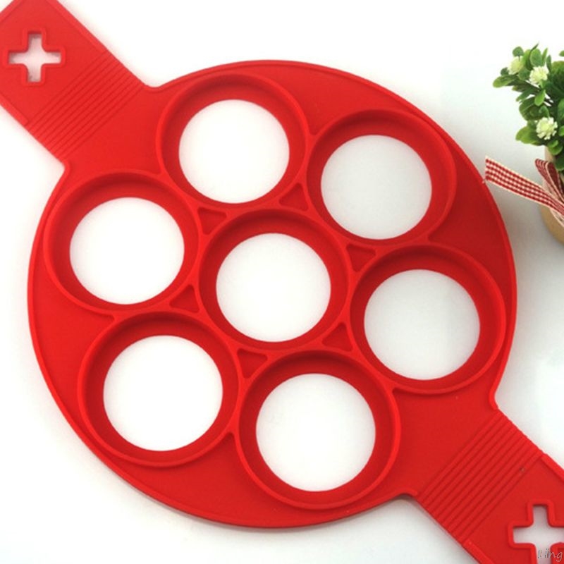 High Quality 7 hole round Christmas silicone breakfast fried egg pancake molds moulds rings omelette L29K