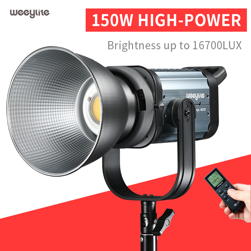 Weeylite ninja400 150W Bi-color 2500k-8500k LCD Panel LED Video Light Continuous Output Bowens Mount Studio Light App Control