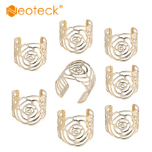 Neoteck 8PCS/Set Napkin Rings Serviette Buckle Rose Design Metal Napkin Holder For Wedding Antique Party Table Decor