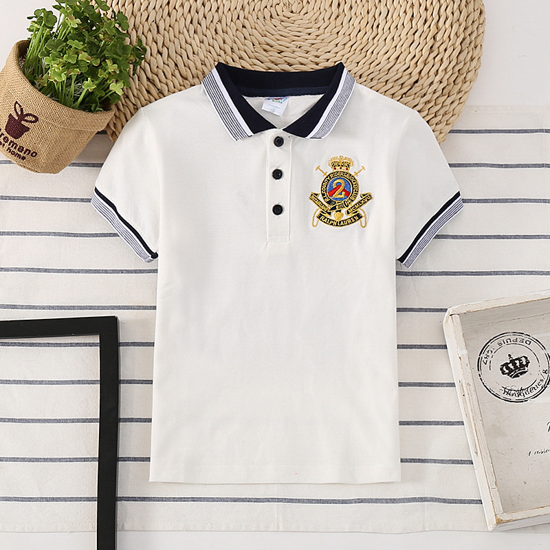 Baby Boy polo Shirts Kids Boys Cotton Sports Short Sleeve Shirt Embroidery Badge Boy Tops Fashion Baby Boy Clothes 2-12 Years