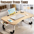 Folding Laptop Stand Holder Study Table Desk Wooden Foldable Computer Desk for Bed Sofa Tea Serving Table Stand