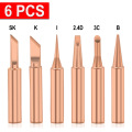 6pcs/lot Soldering Iron Tips Pure Copper 900M-T Soldering Iron Tip Lead-free Solder Tips Welding Head BGA Soldering Tools