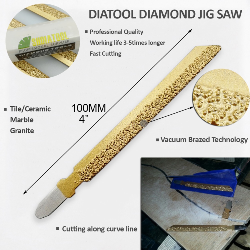 SHDIATOOL 3pcs 4" High Professional Quality Vacuum Brazed Diamond Jig Saw For Stone, Very Fast Cutting Speed And Long Life
