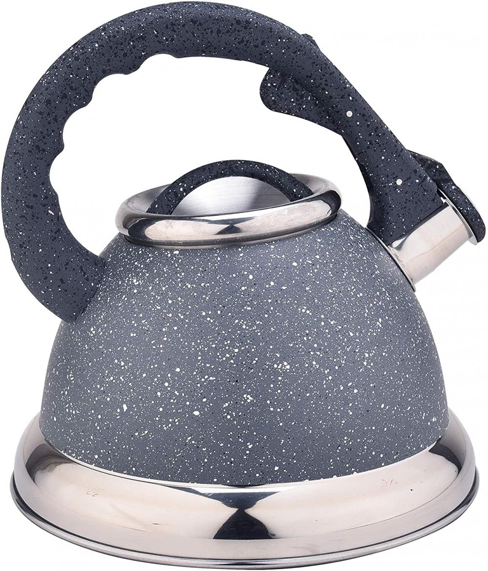 Grey Stainless Steel Whistling Tea Kettle