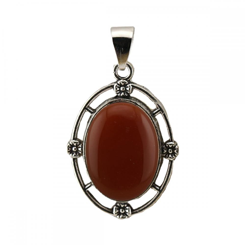 Gemstone Cabs Oval Shape Pendant Natural Stone Amethyst Tiger Eye Oval Alloy Pendants Healing Cab Charm Pendant for DIY Jewelry