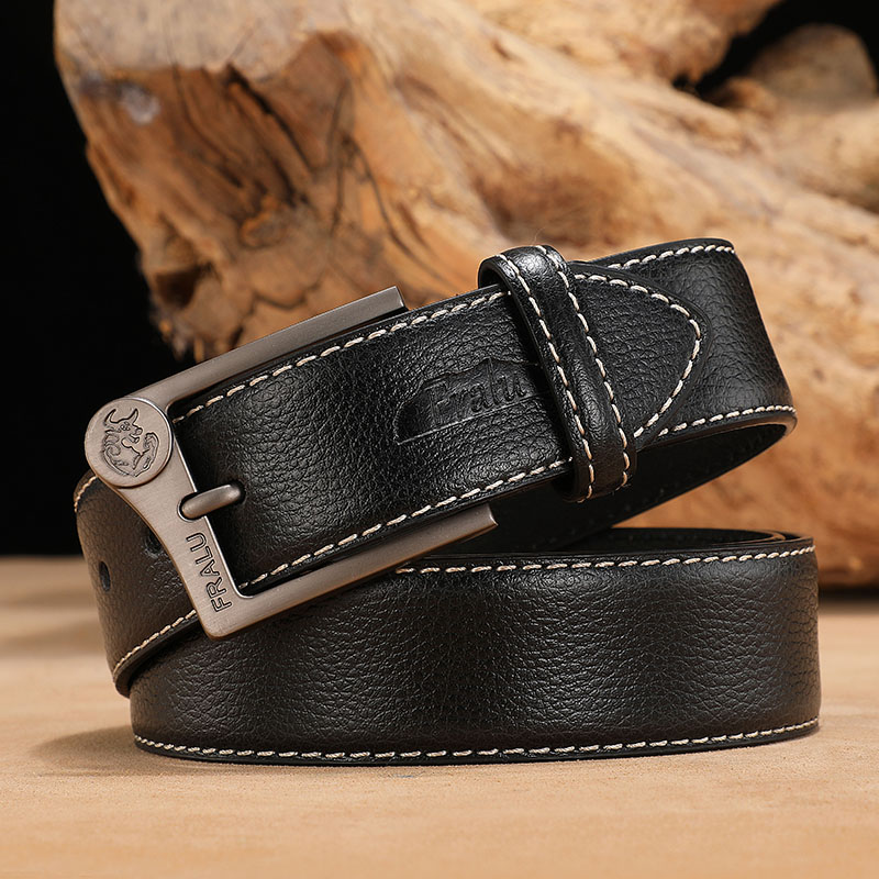 FRALU Men belt High Quality cow genuine leather luxury strap male belts for men new fashion classice vintage pin buckle