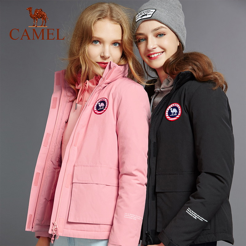 CAMEL New Women Winter 90% Content White Duck Down Jacket Ultralight Down Jacket Casual Outerwear Snow Warm Fur Coat