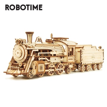 Robotime Train Model 3D Wooden Puzzle Toy Assembly Locomotive Model Building Kits for Children Kids Birthday Gift