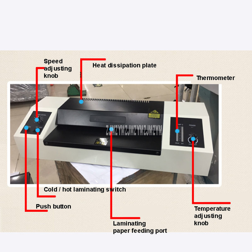 PD-330T 620W A5/A4 Size Paper Hot/Cold Laminator Film Coating Fast Speed 10 Gear Temperature Adjustable Film Laminating Machine