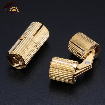 Myhomera Pure Copper Barrel Hinges Cylindrical Hidden Concealed Cabinet Invisible Brass Hinge Gift Box Mount Furniture Hardware
