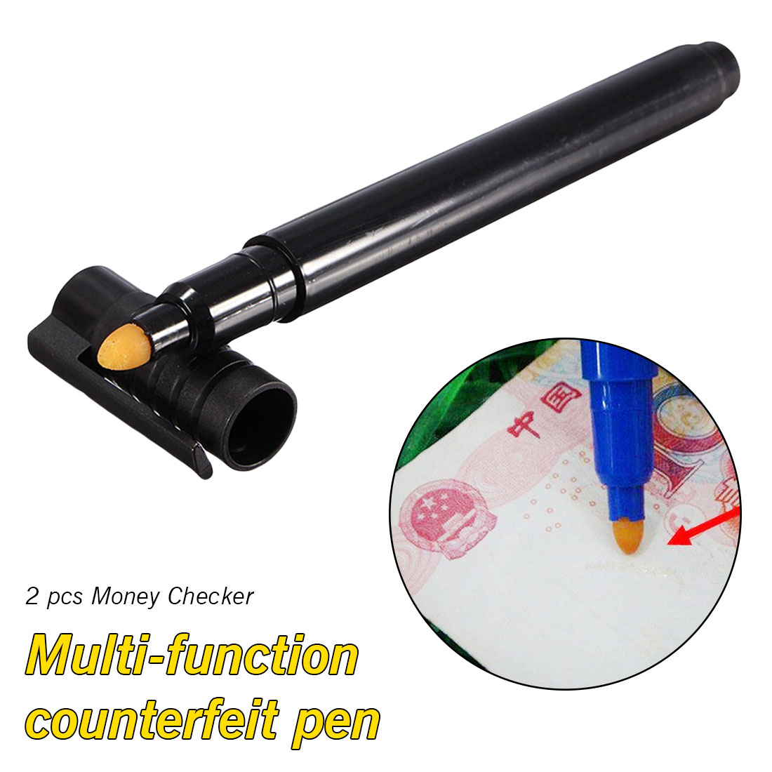 2Pcs Tester Pen Money Detector Currency Detector Counterfeit Marker Fake Banknotes Tester Pen Ink Hand Checking Tools