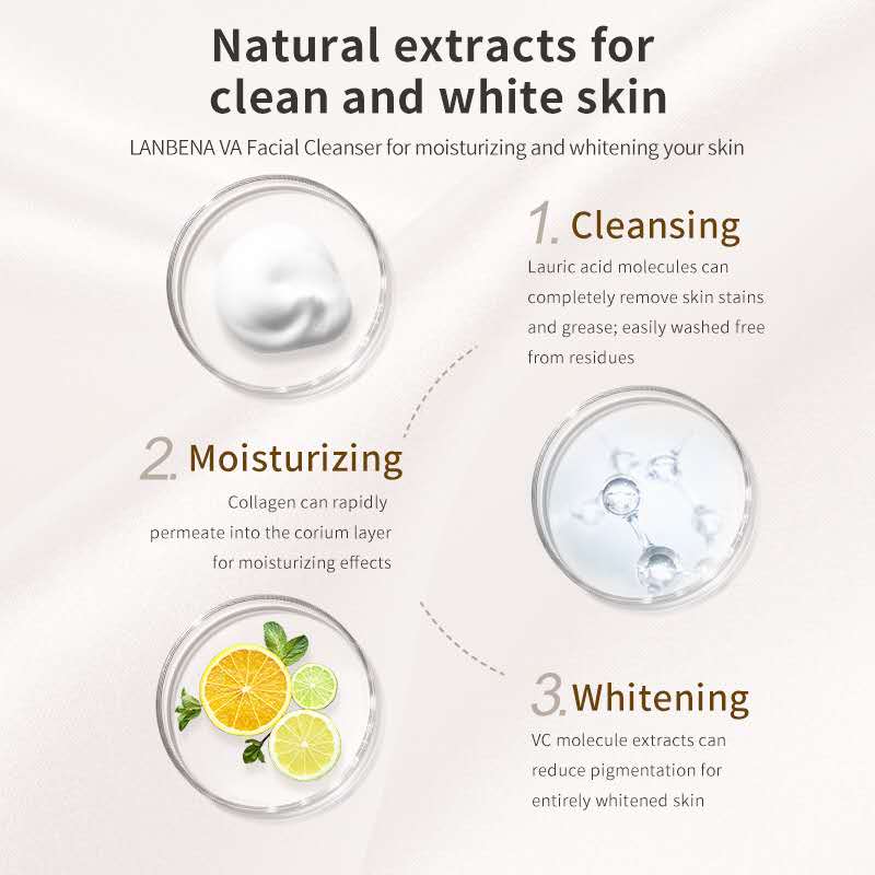LANBENA Vitamin C Facial Cleanser Natural Extracts Moisturizing Oil Control Whitening Cleansing Remove Impurities Skin Deep Care