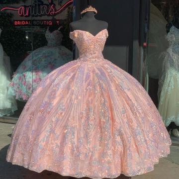 New Arrival Sparkly Pink Sweet 16 Ball Gown Quinceañera Dresses Beaded Sequins Sleeveless Vestido De 15 Anos Quinceanera 2020