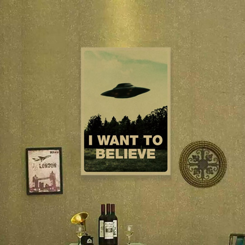 Vintage Classic Movie The Poster I Want To Believe Poster Bar Home Decor Kraft Paper Painting Wall Sticker