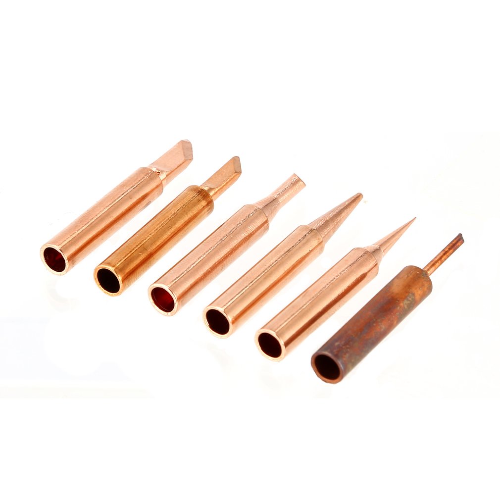 6pcs/Lot Copper Solder Iron Tip 900M-T Lead Free Soldering Welding Tools Set 6 Shapes Tips Dropship Freeshiping