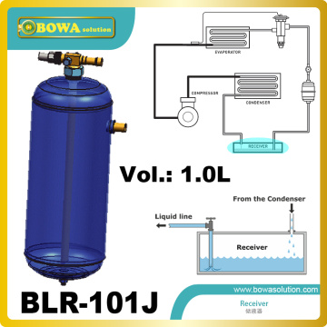 1.1L vertical liquid efrigerant receiver tank are used in beverage cooler or refrigeration showcase