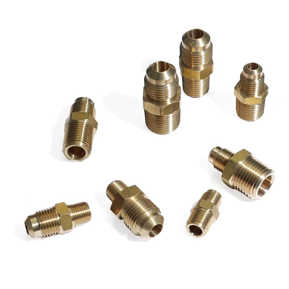 2pcs 1/8" 3/16" 1/4" 5/16" 3/8" 1/2" 5/8" Flare Air Gas Quick Connector Brass Tube Hose Fitting SAE Straight Degree Union