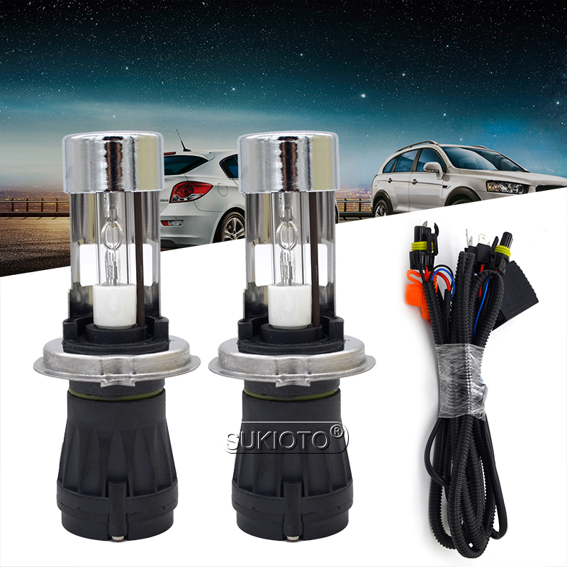 SUKIOTO 12V 200W HID Xenon Ballast Car Headlight H4 Bixenon Bulbs Kit H4-3 Ceramic High Low Beam Bulb 4300K 5000K 6000K 8000K