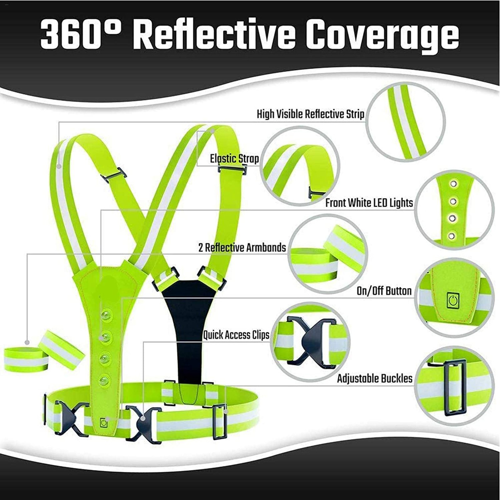 Reflective Safety Clothing réflective Vest Motorcycle Strap Elastic Webbing Night Running Riding Reflective Clothes Vest Unisex