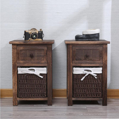 Supply Coffee Color Wooden Nightstand Bed Side Table with High Quality