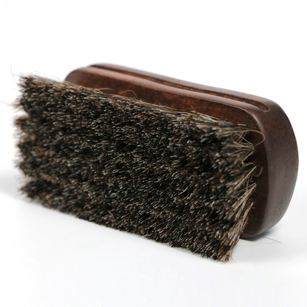 Leather Textile Cleaning Brush Horse Hair Bristle Wood Handle for Car Interior Furniture Apparel Shoes Bag Accessories