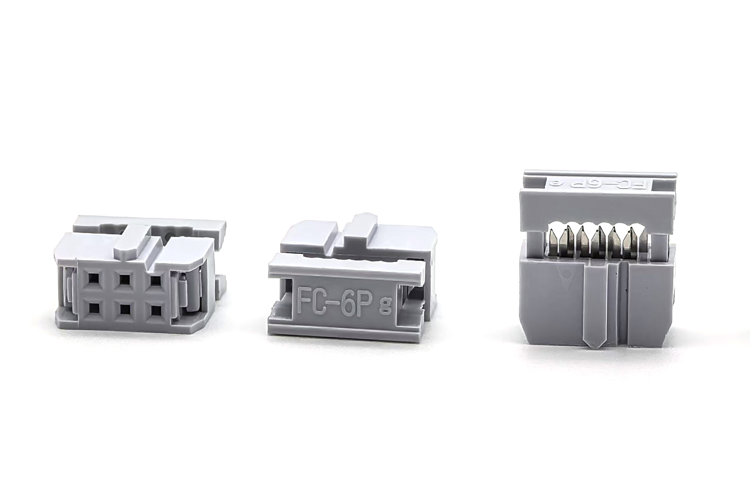 2.54mm Pitch IDC Socket Connector Three-Piece With Boss Bronze Half-Gold 6P