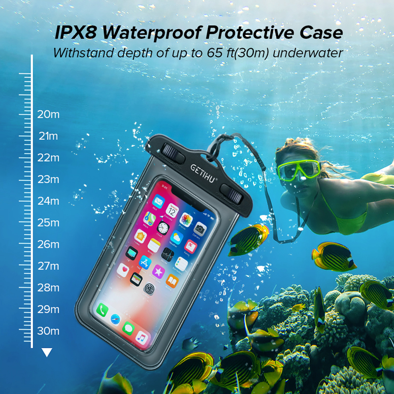 GETIHU Universal Waterproof Case Swim Cover Pouch Bag Phone Coque Water Proof For iPhone 12 11 X 6 7 8 Xiaomi Huawei LG Samsung