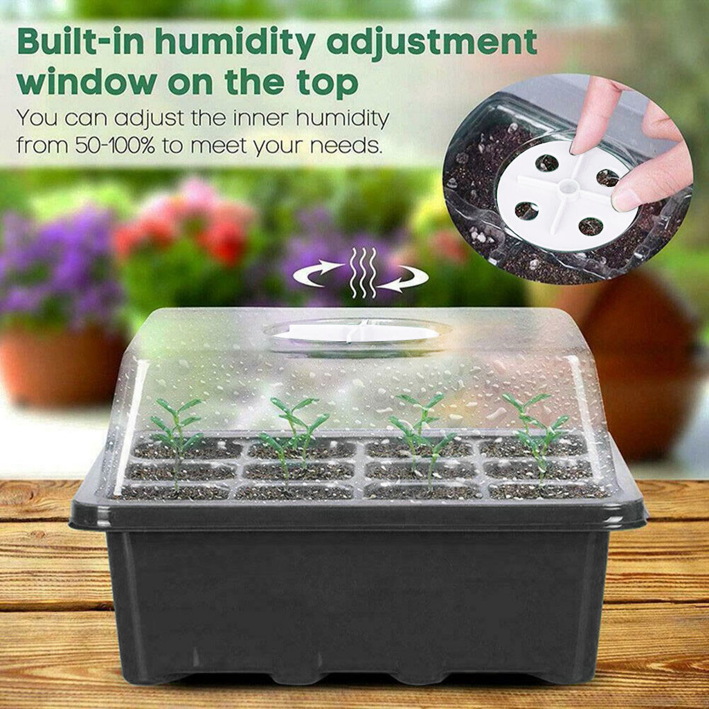 12 Holes Plastic Nursery Pots Plant Germination Tray Planter Flower Pot With Lids Hydroponic Seeds Grow Box Seedling Tray#50