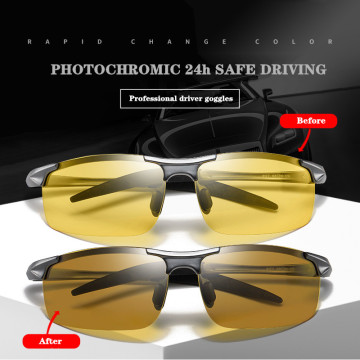 ZHIYI Night Vision Goggle Aluminum Magnesium Photochromic Polarized Sunglasses Anti-glaring Yellow Car Driving Glasses For Men